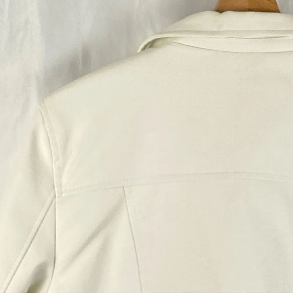 Love Tree White Vegan Leather Moto Zipper Jacket Size Large - Picture 12 of 16